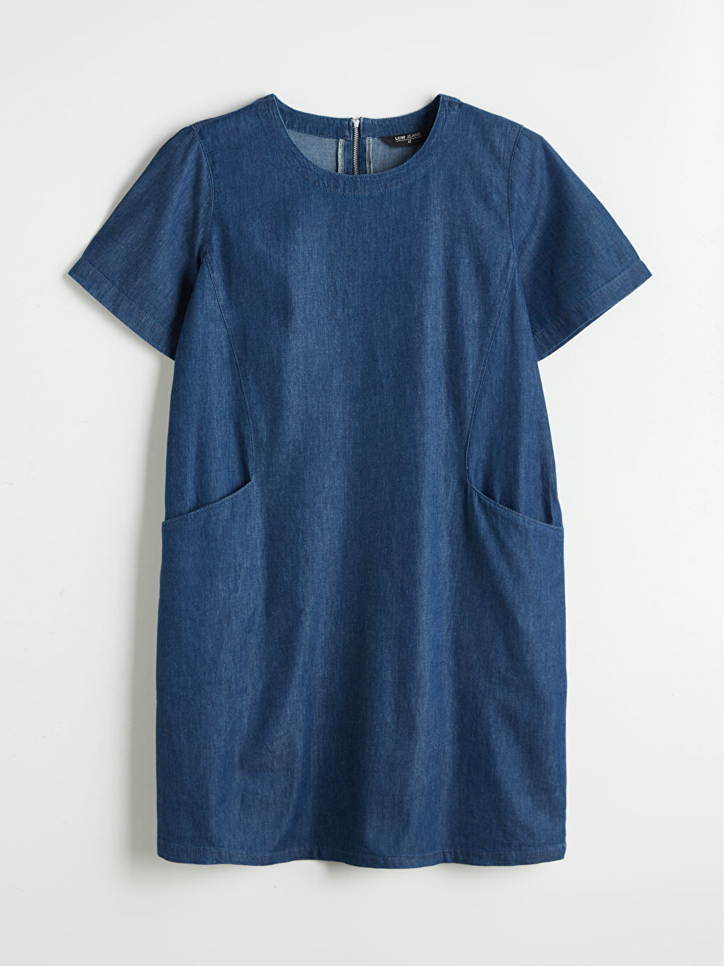 LCWAIKIKI Classic Crew Neck Denim Dress -S4JD47Z8-309