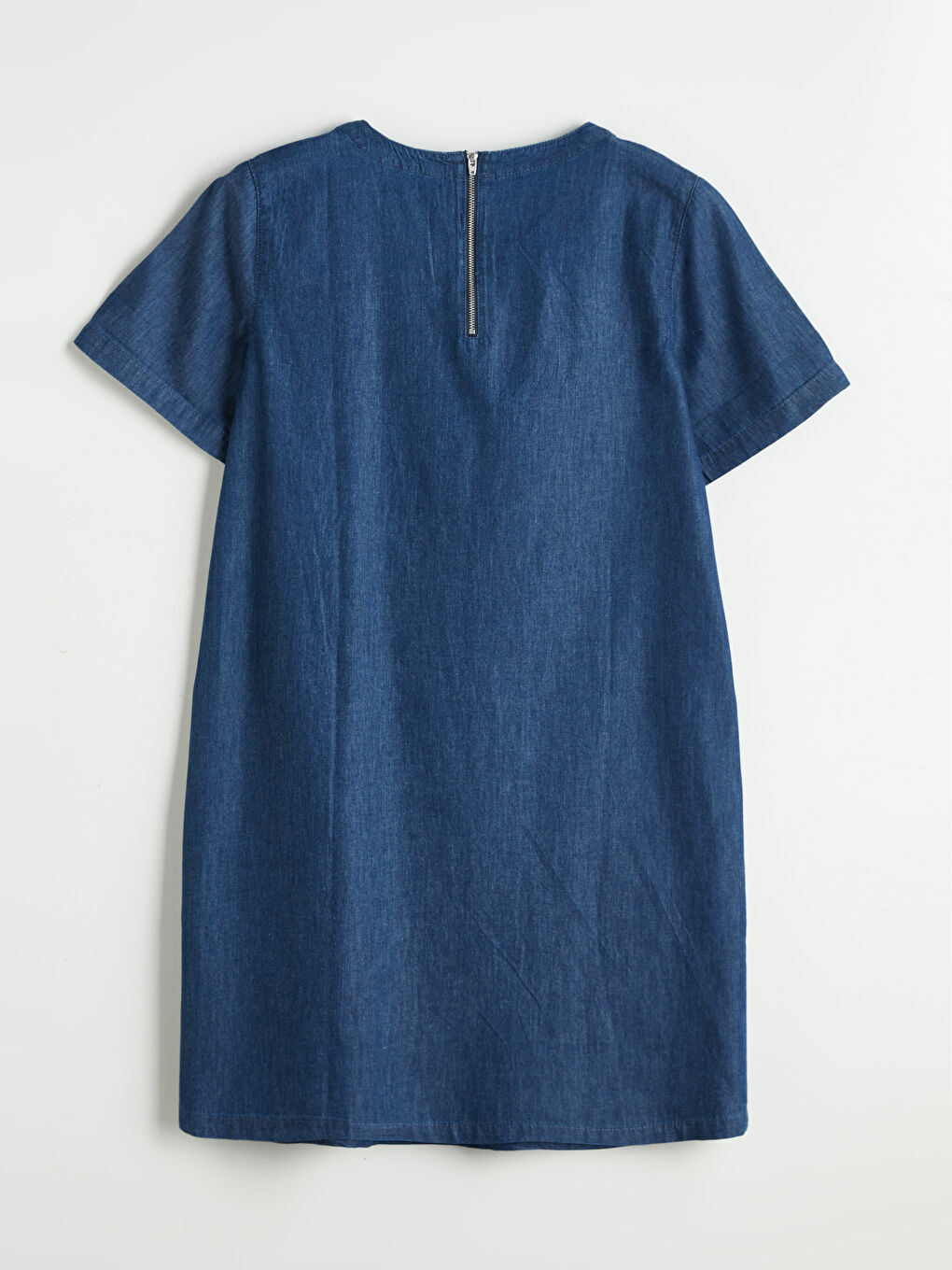 LCWAIKIKI Classic Crew Neck Denim Dress -S4JD47Z8-309