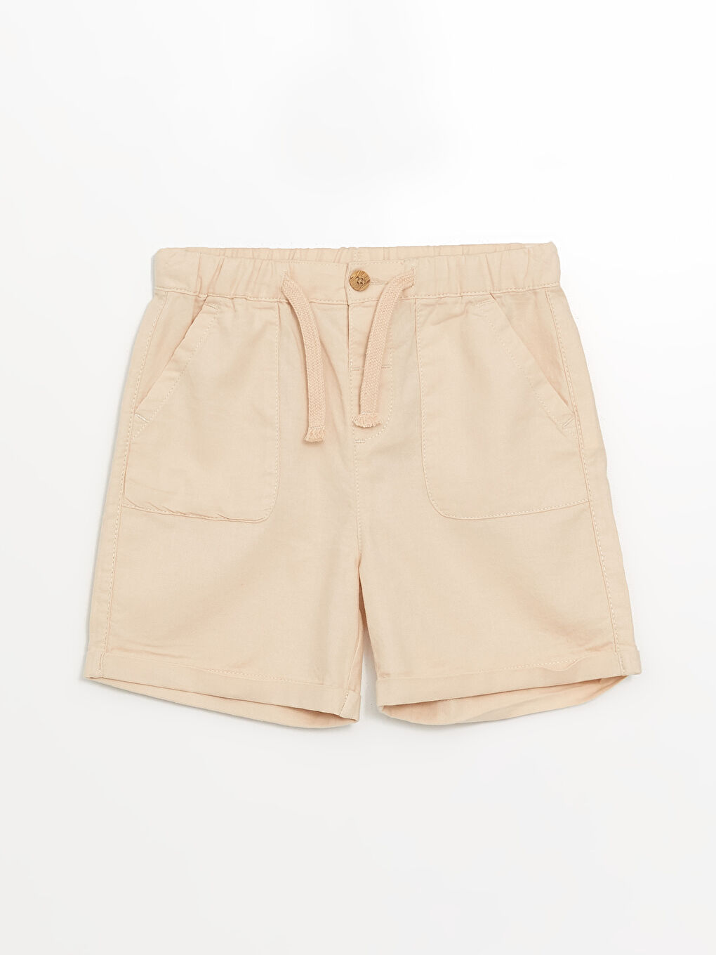 Bej Beli Lastikli Cepli Gabardin Erkek Çocuk Şort