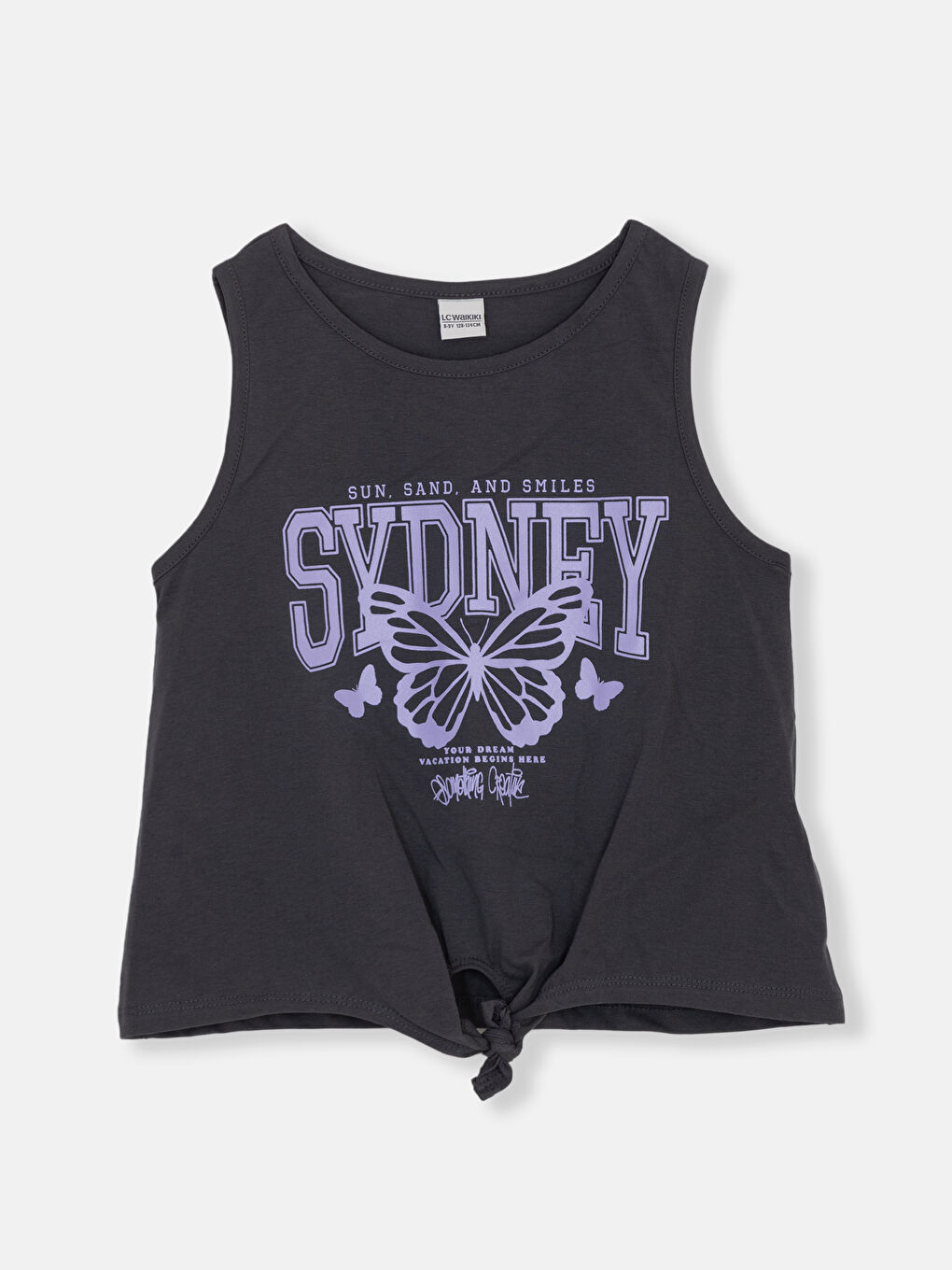 Crew Neck Printed Girls' Crop Tank Top