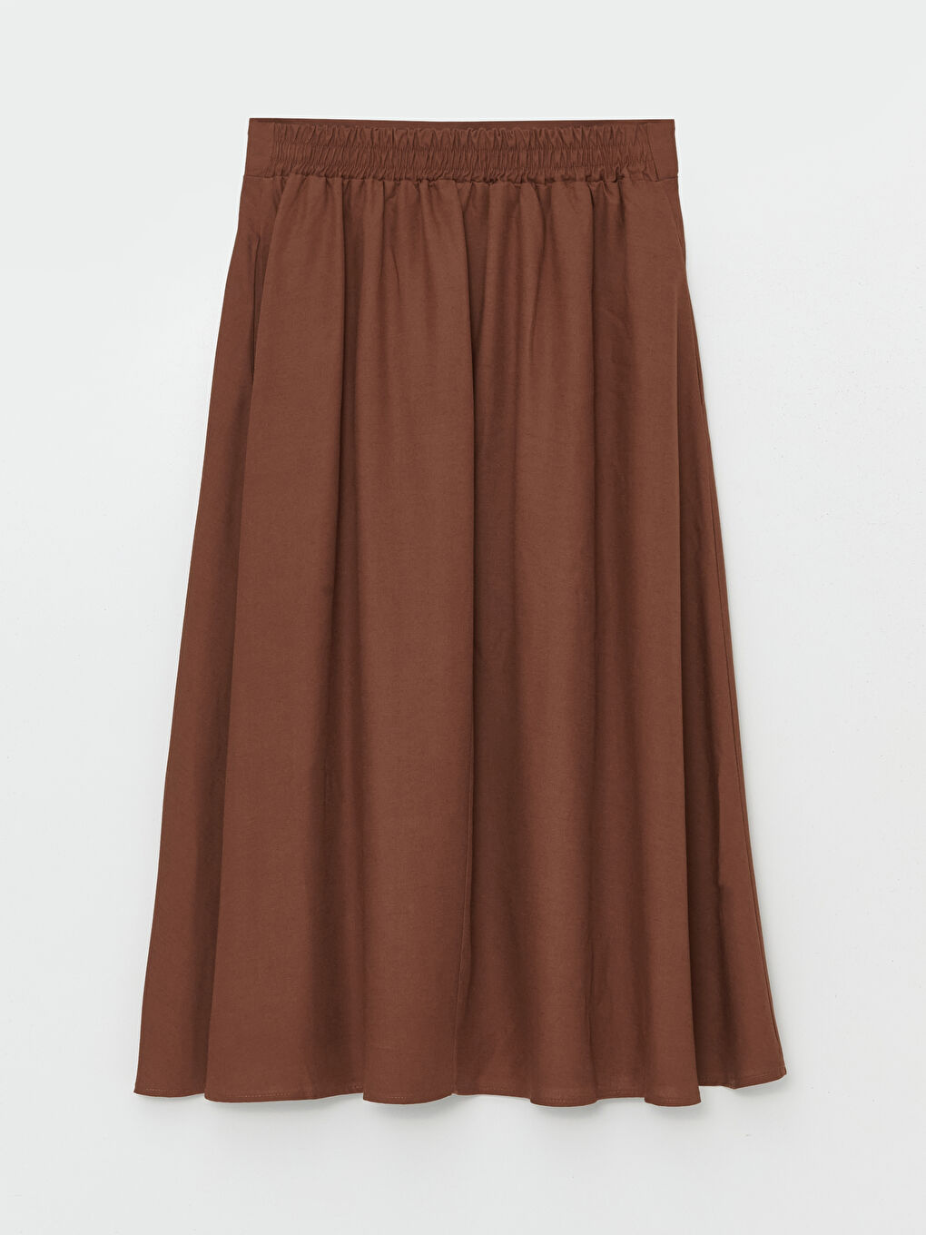 Plain Linen Blend Women's Skirt with Elastic Waist -S4JE34Z8-JSE