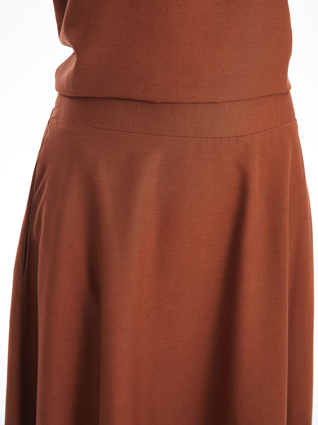 Plain Linen Blend Women's Skirt with Elastic Waist -S4JE34Z8-JSE