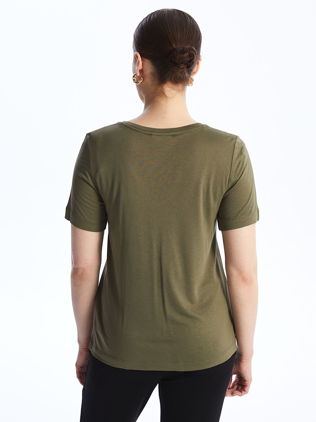 V-Neck Printed Short Sleeve Women's T-Shirt -S4JE40Z8-HCZ