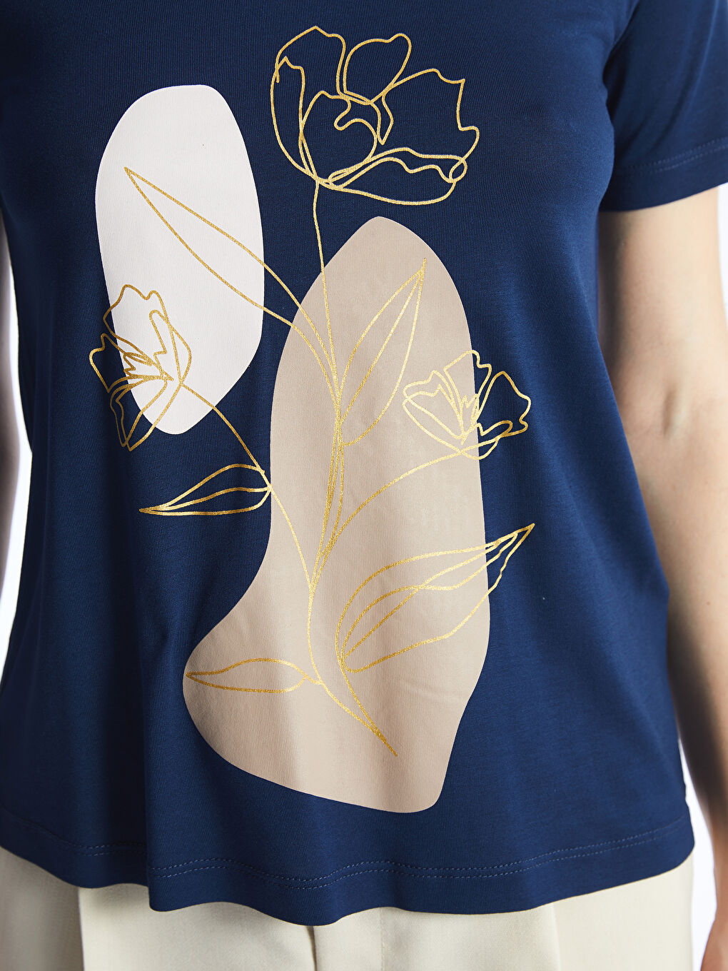 Crew Neck Printed Short Sleeve Women's T-Shirt -S4JE46Z8-CRP