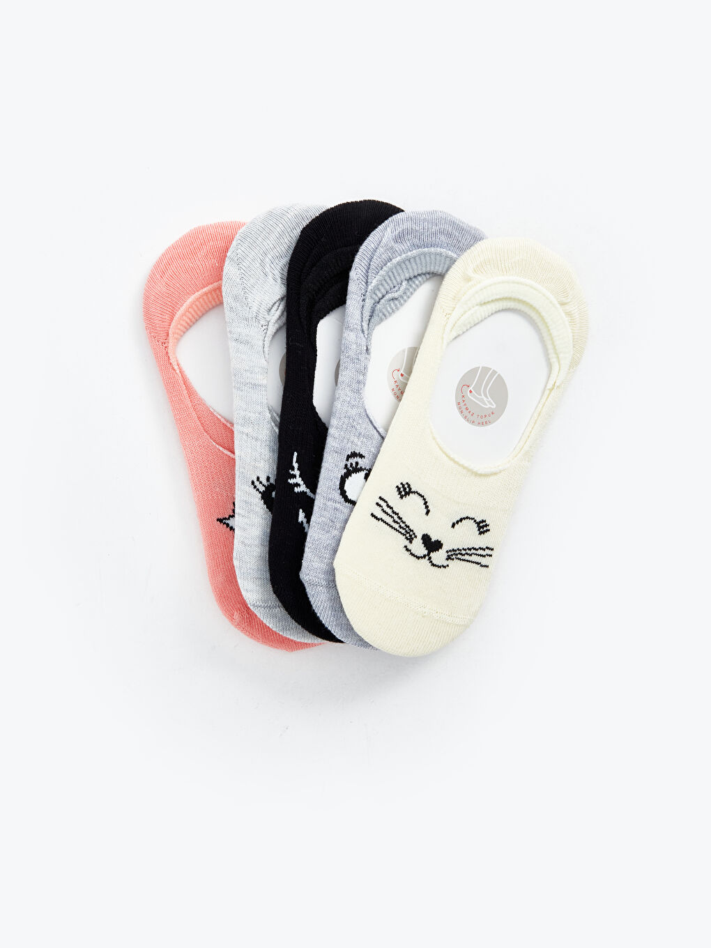 Ekru Desenli Kız Çocuk Babet Çorap 5'li-1