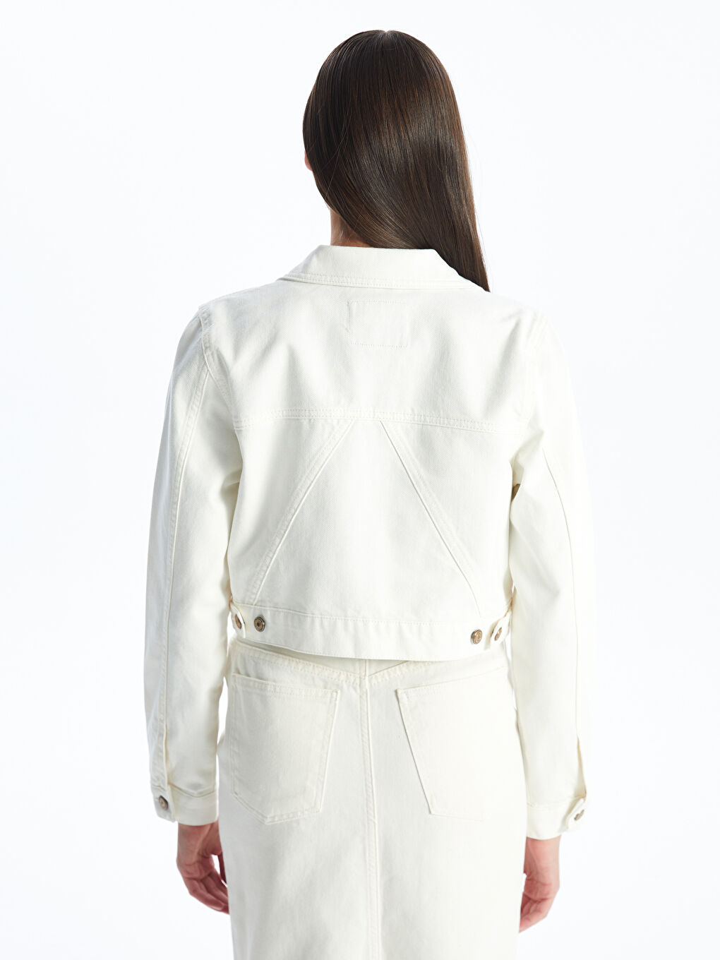 Shirt Collar Crop Women's Jean Jacketx -S4JE77Z8-844