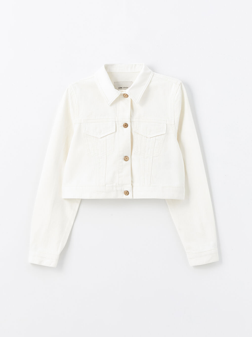 Shirt Collar Crop Women's Jean Jacketx -S4JE77Z8-844