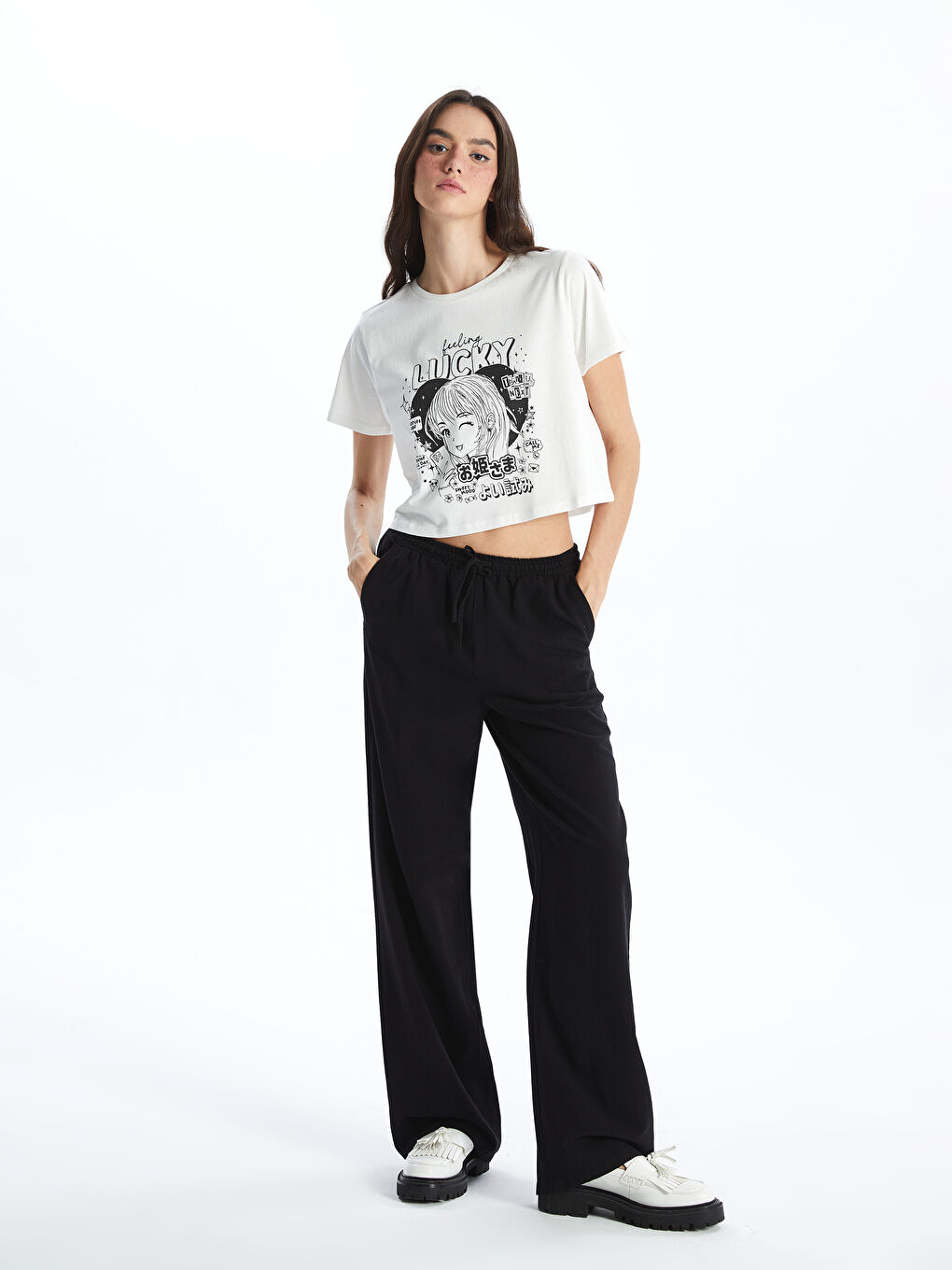 Elasticated Waist Plain Linen Blend Women's Trousers -S4JE81Z8-CVL