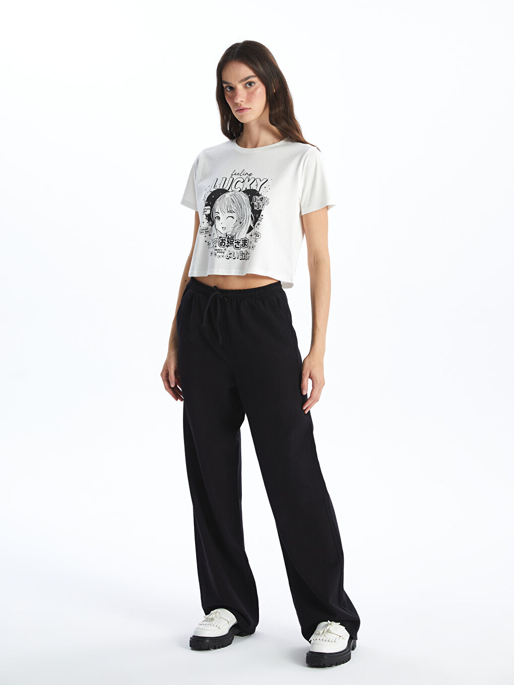 Elasticated Waist Plain Linen Blend Women's Trousers -S4JE81Z8-CVL