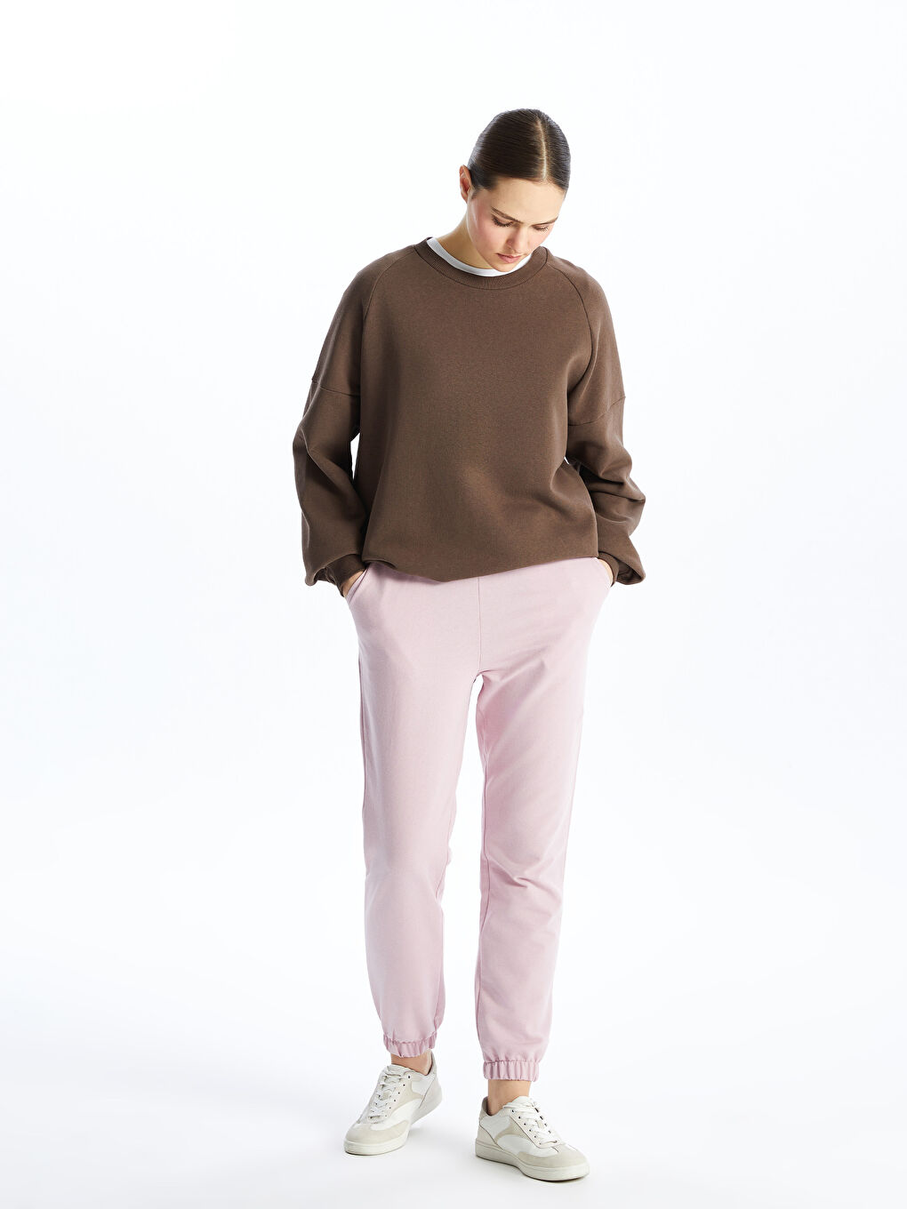 Women's Elasticated Waist Plain Jogger Sweatpants