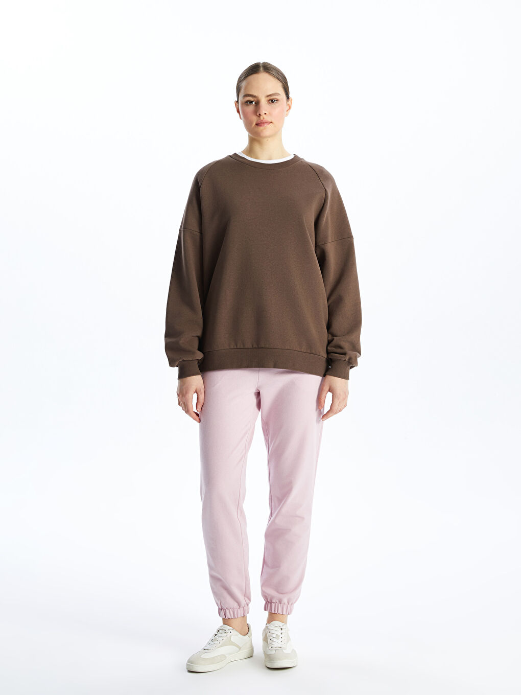 Women's Elasticated Waist Plain Jogger Sweatpants-1