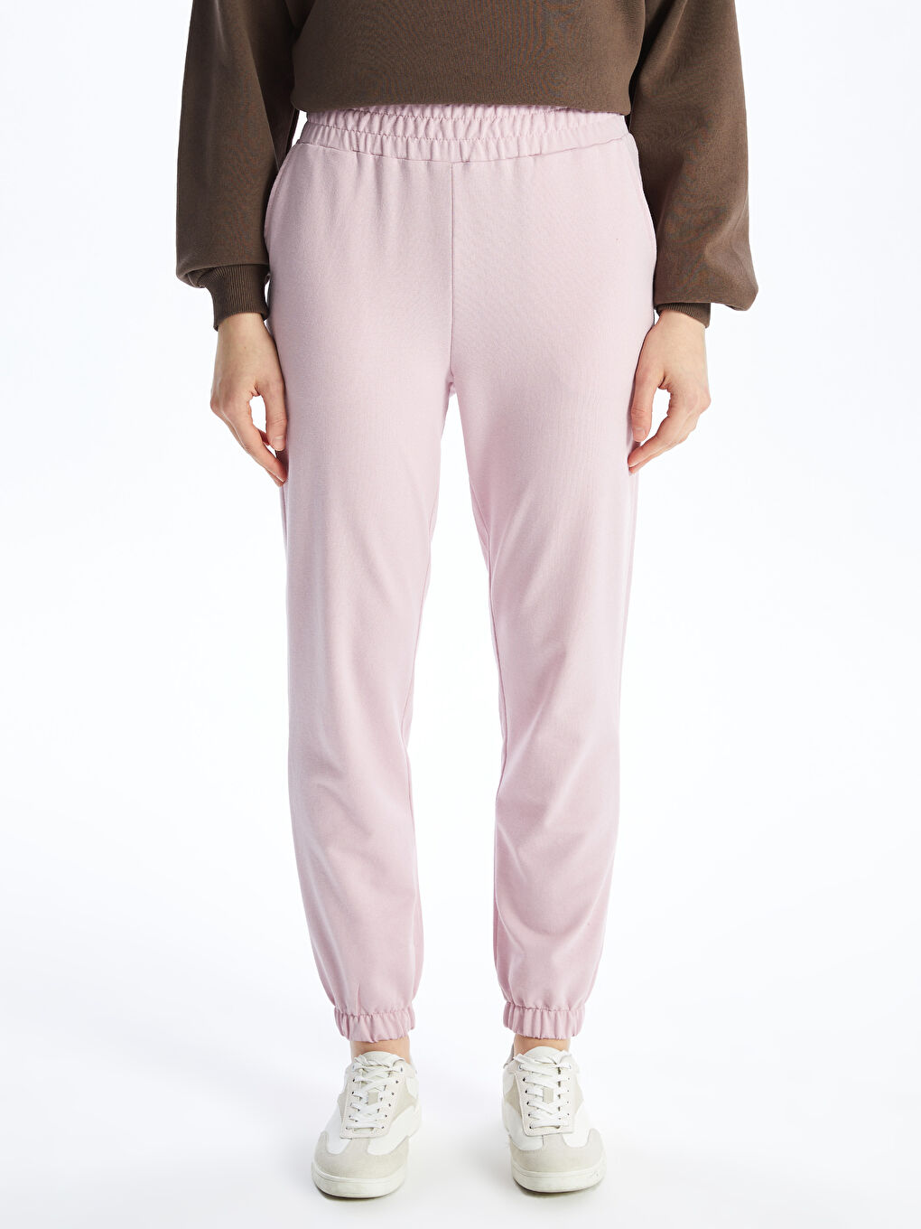 Women's Elasticated Waist Plain Jogger Sweatpants-3