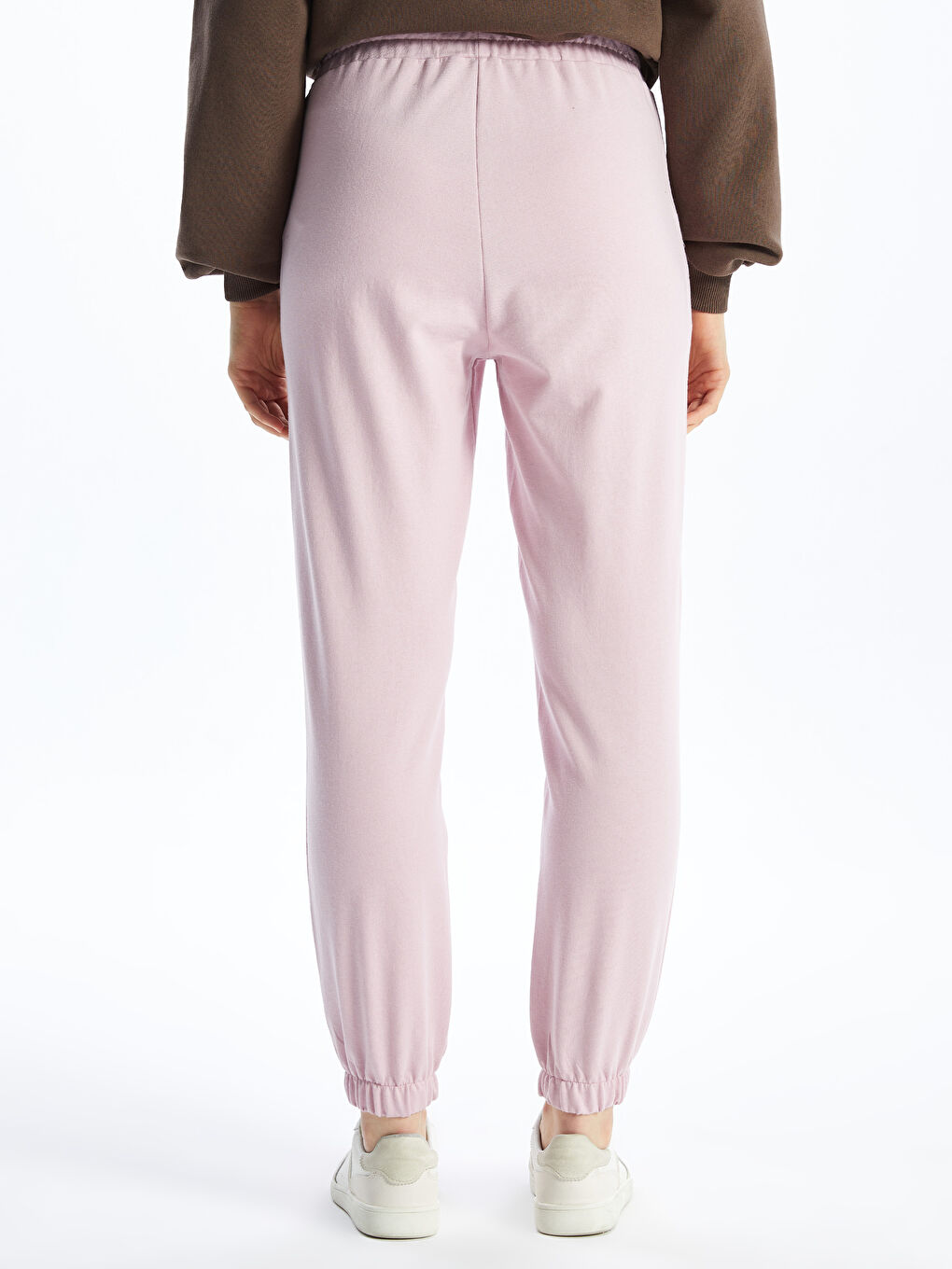 Women's Elasticated Waist Plain Jogger Sweatpants-4