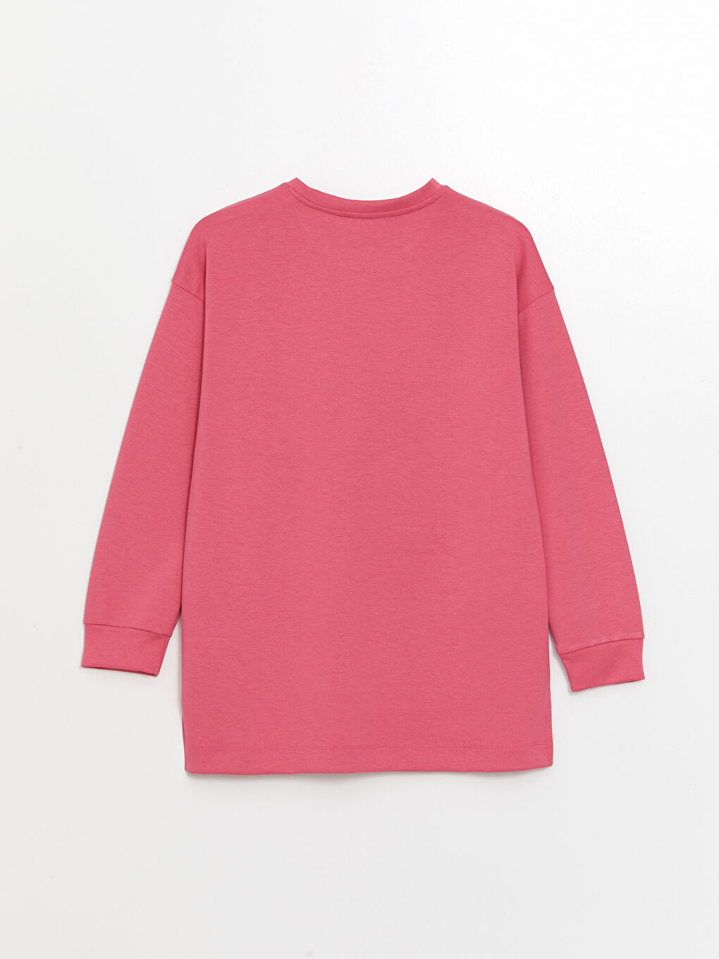 LCWAIKIKI Classic Orta Pembe Bisiklet Yaka Düz Oversize Kadın Sweatshirt Tunik - 6