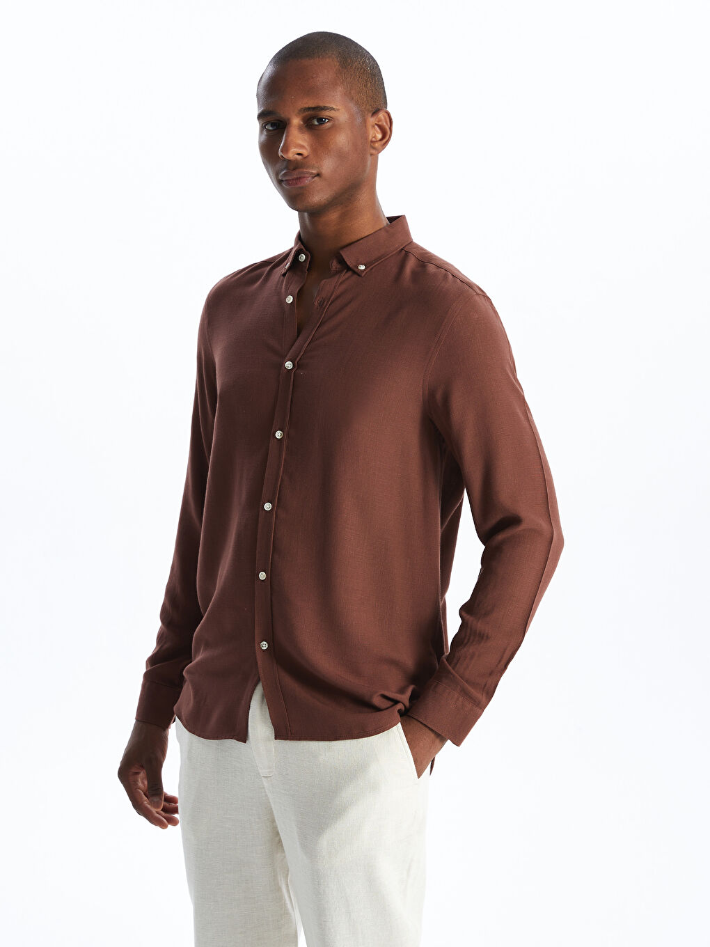 Slim Fit Long Sleeve Viscose Men Shirt -S4JF02Z8-DN9