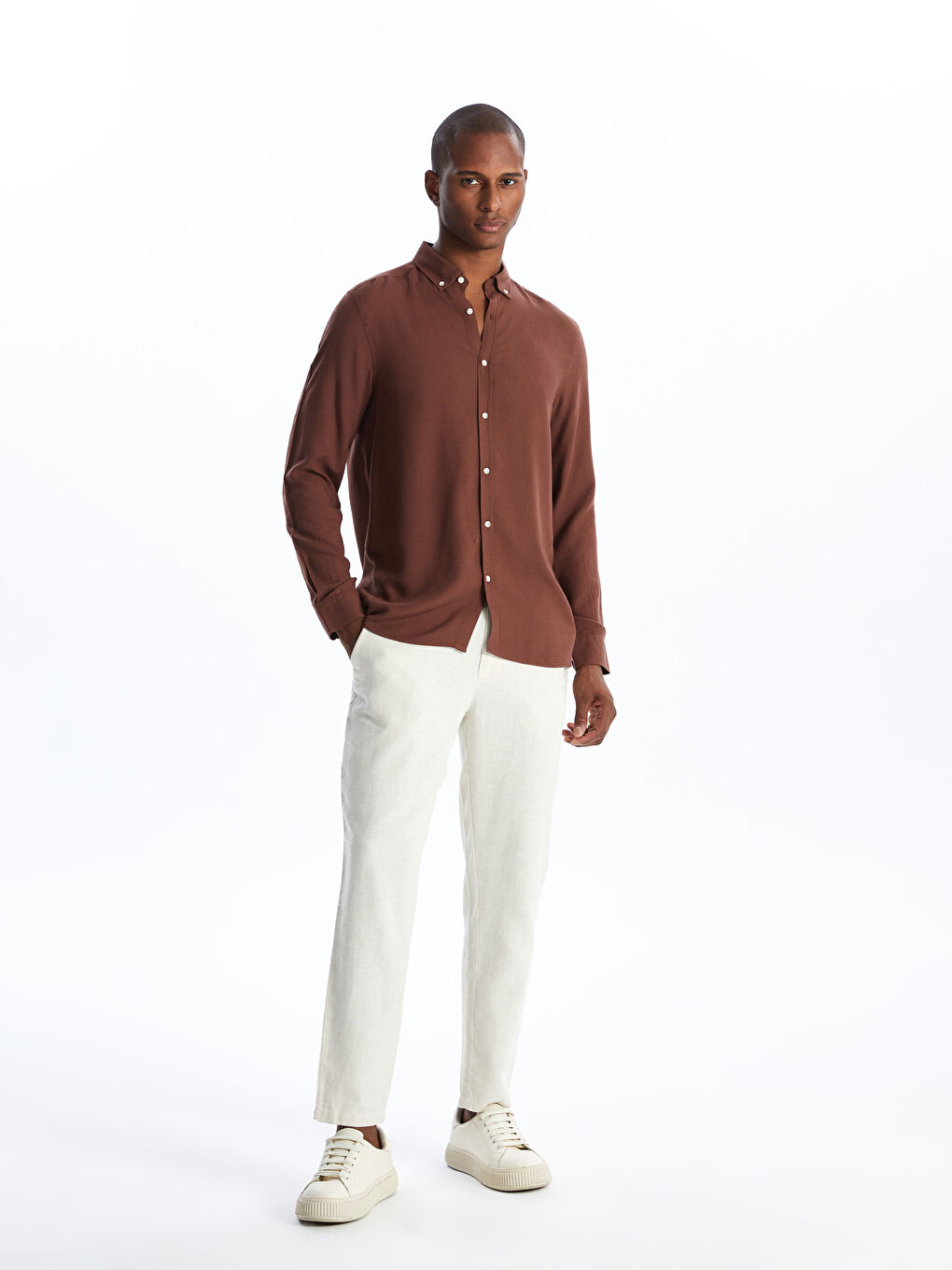 Slim Fit Long Sleeve Viscose Men Shirt -S4JF02Z8-DN9