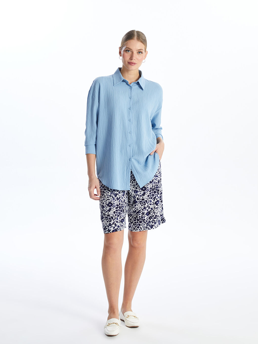 Women's Elastic Waist Patterned Shorts -S4JF07Z8-LQQ