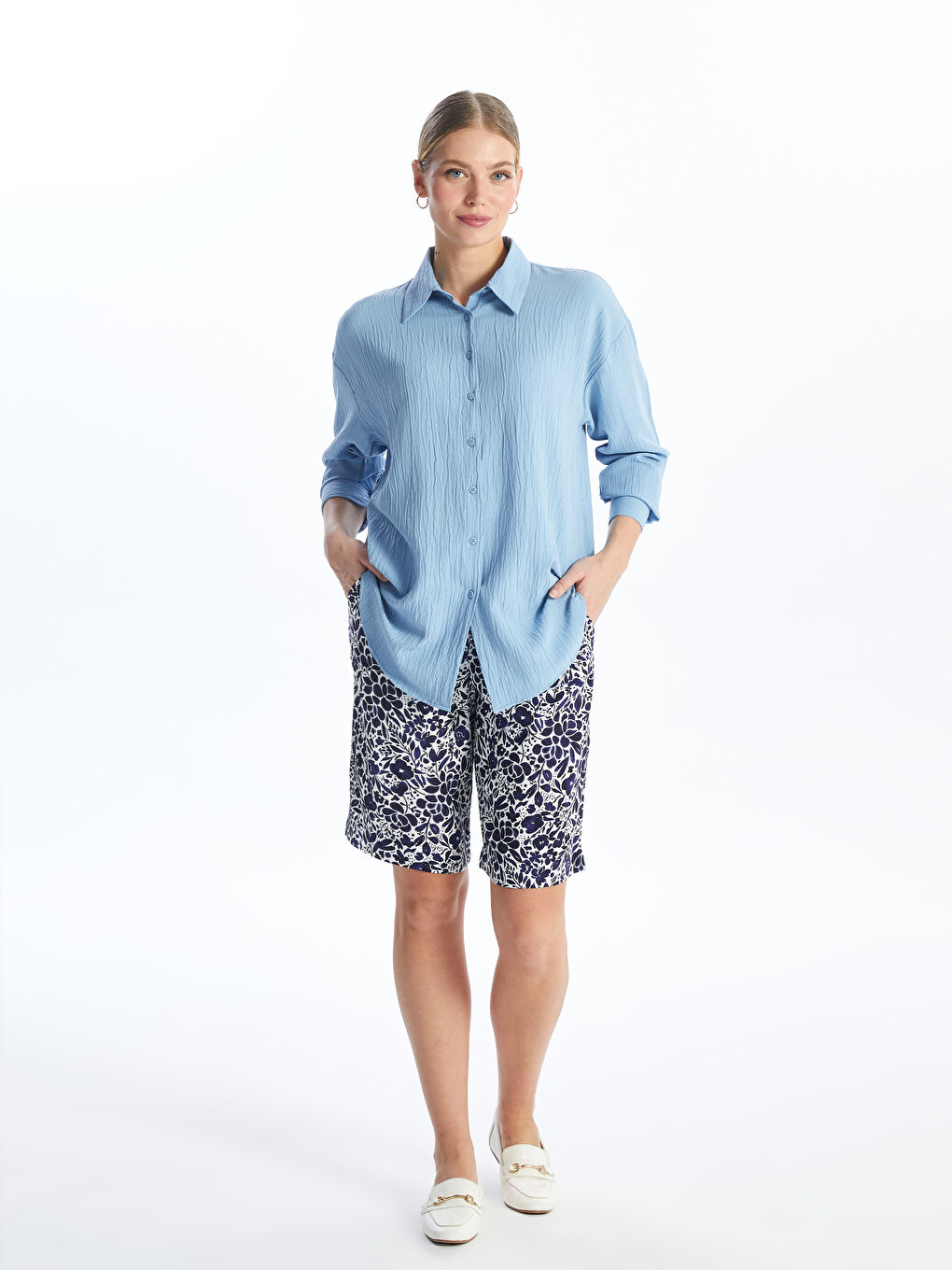 Women's Elastic Waist Patterned Shorts -S4JF07Z8-LQQ