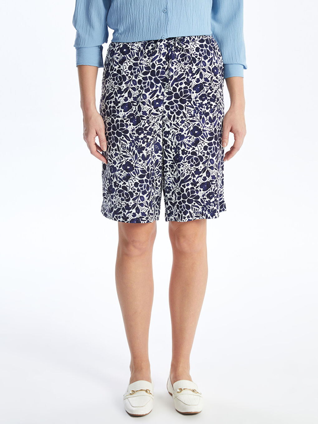 Women's Elastic Waist Patterned Shorts -S4JF07Z8-LQQ