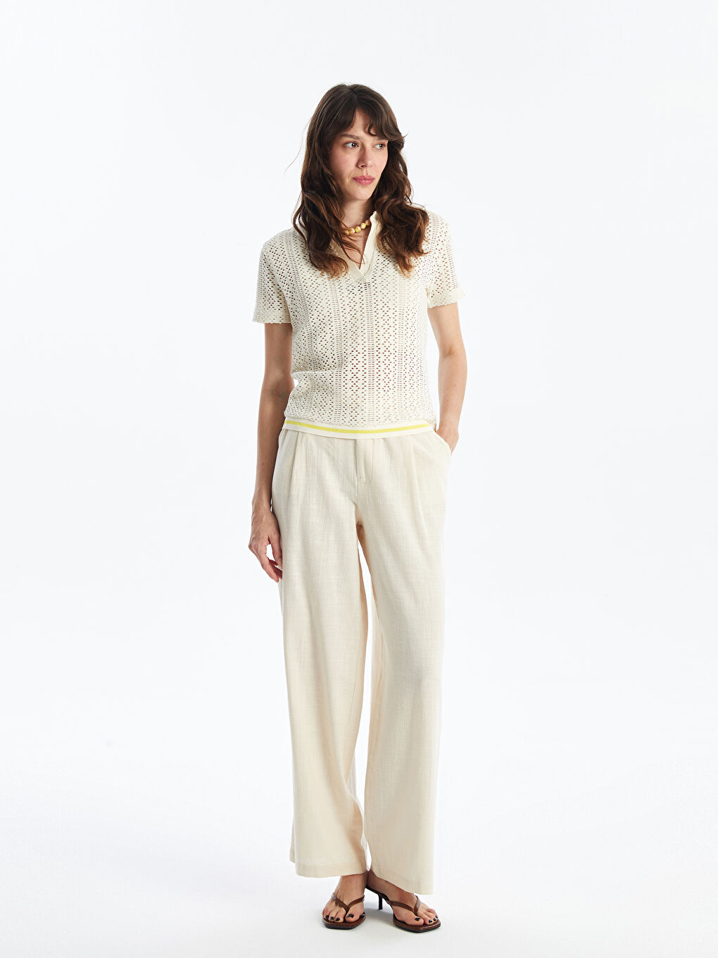 Loose Fit Plain Linen-Look Women's Trousers -S4JF21Z8-QW4