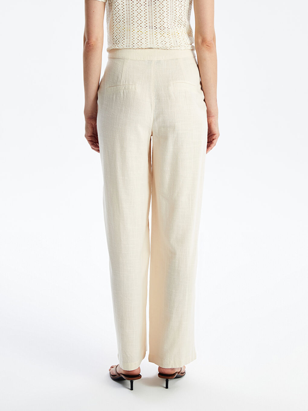 Loose Fit Plain Linen-Look Women's Trousers -S4JF21Z8-QW4