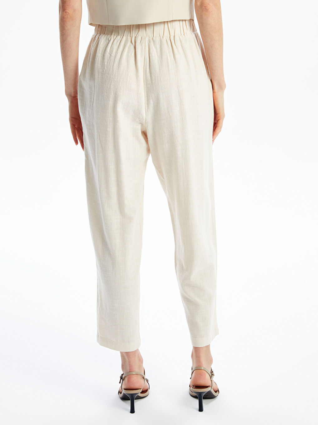 Loose Fit Plain Linen-Look Women's Trousers -S4JF30Z8-QW4