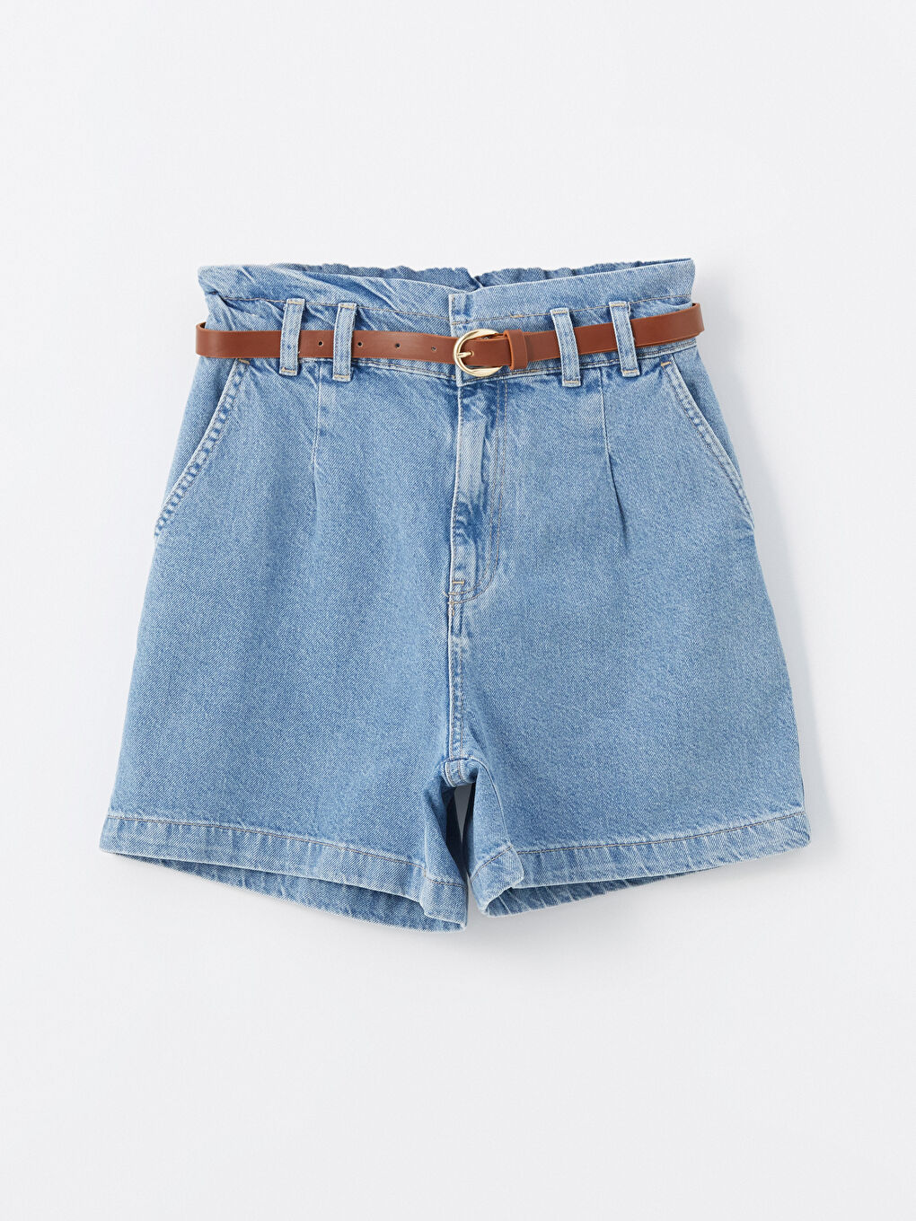 Comfortable Fit Women's Jean Shorts with Waist Belt -S4JF59Z8-311
