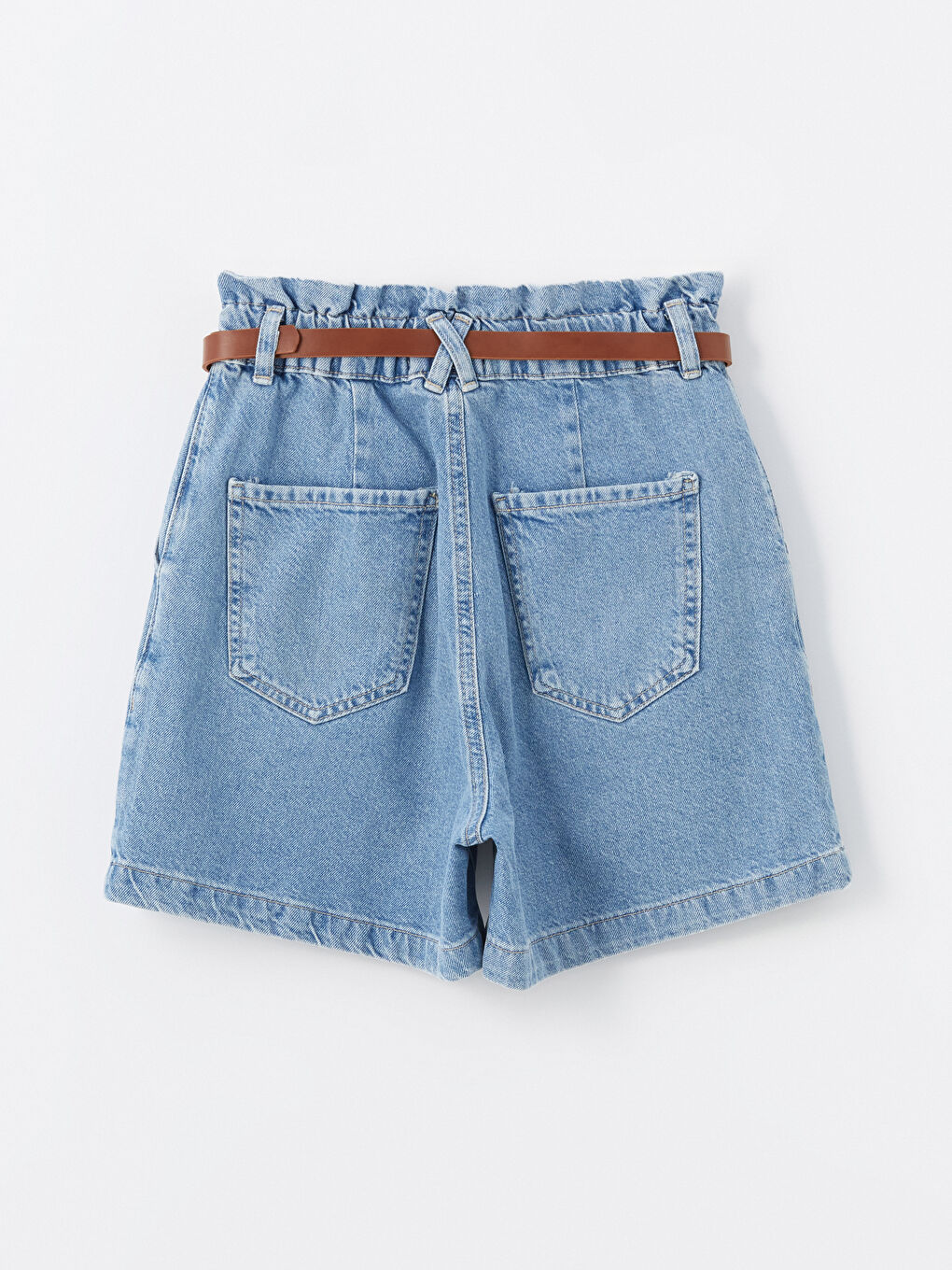 Comfortable Fit Women's Jean Shorts with Waist Belt -S4JF59Z8-311