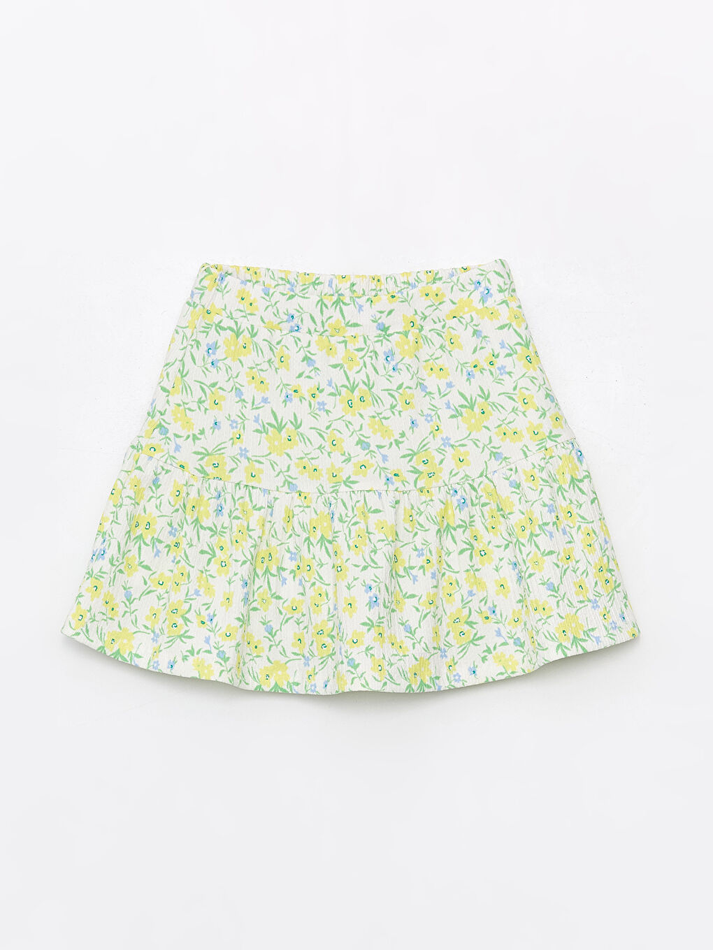 Sarı Beli Lastikli Çiçekli Kız Çocuk Şort Etek