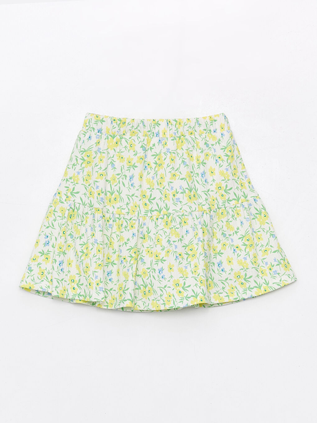 Sarı Beli Lastikli Çiçekli Kız Çocuk Şort Etek-1