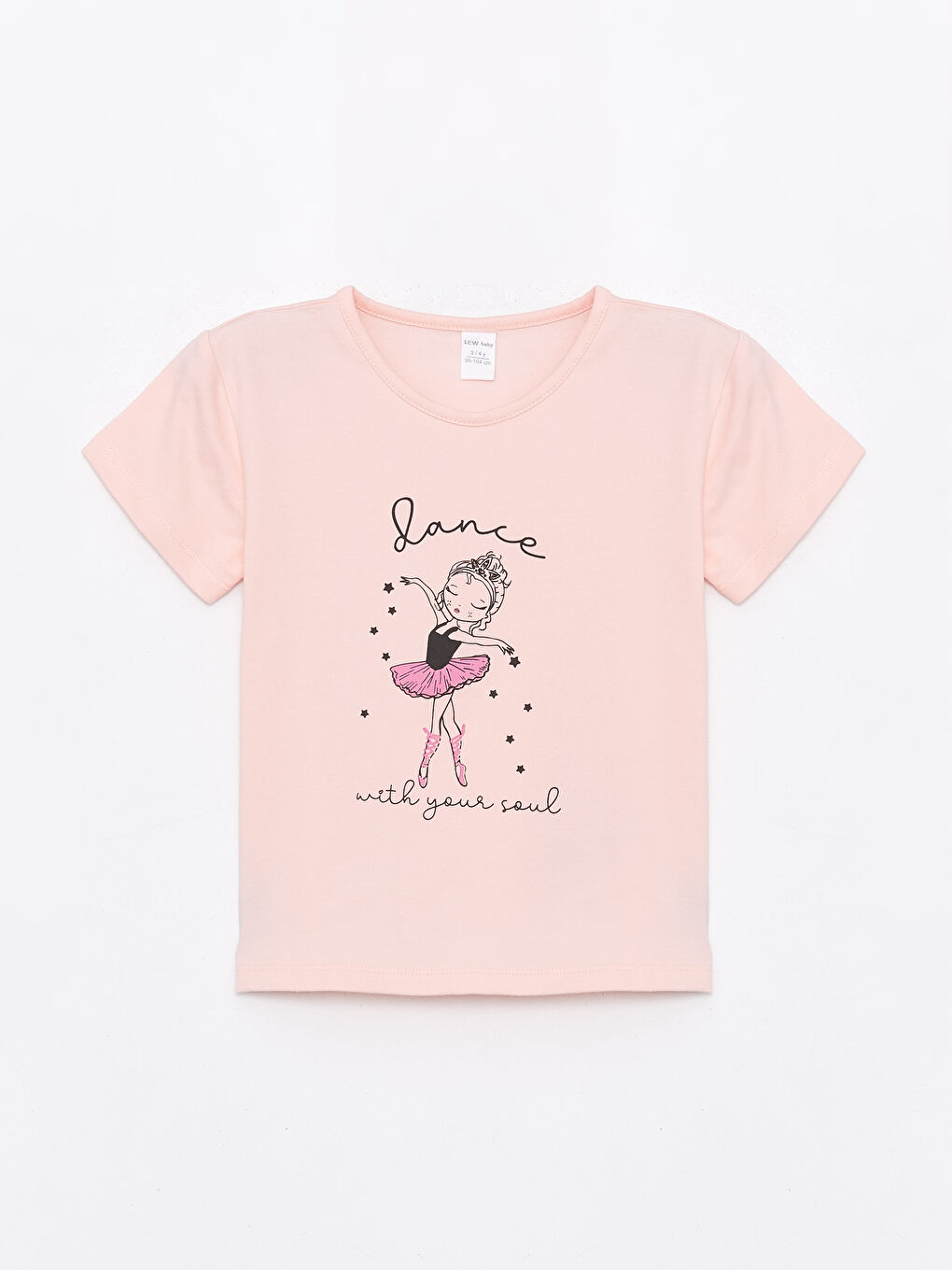 Pembe Bisiklet Yaka Kısa Kollu Baskılı Kız Bebek Tişört  ve Tayt 2'li Takım-4