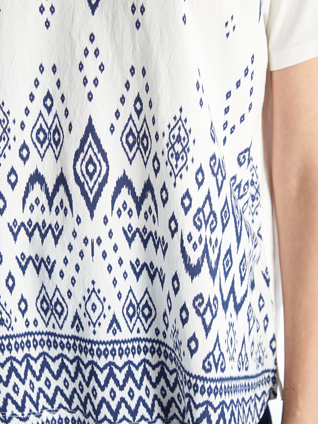 Crew Neck Printed Short Sleeve Women's Blouse -S4JG31Z8-FFB