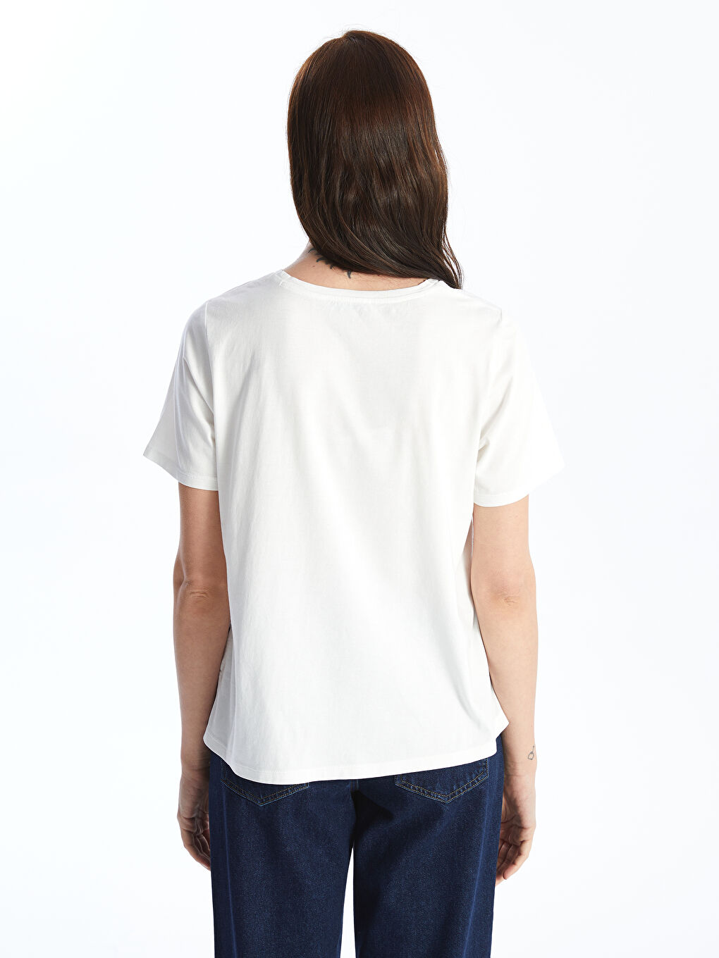 Crew Neck Printed Short Sleeve Women's Blouse -S4JG31Z8-FFB