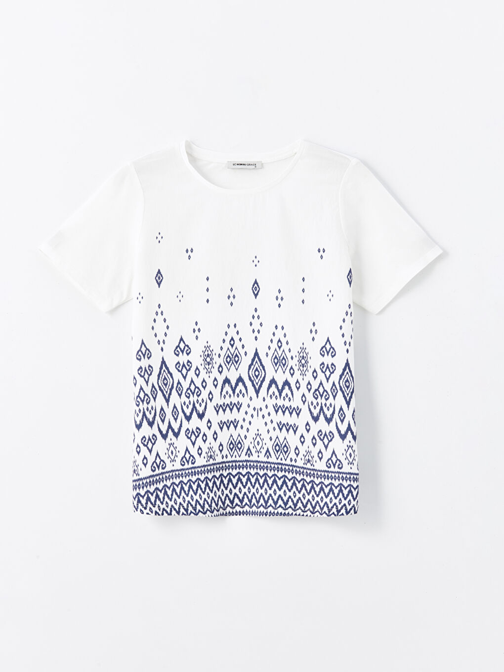 Crew Neck Printed Short Sleeve Women's Blouse -S4JG31Z8-FFB