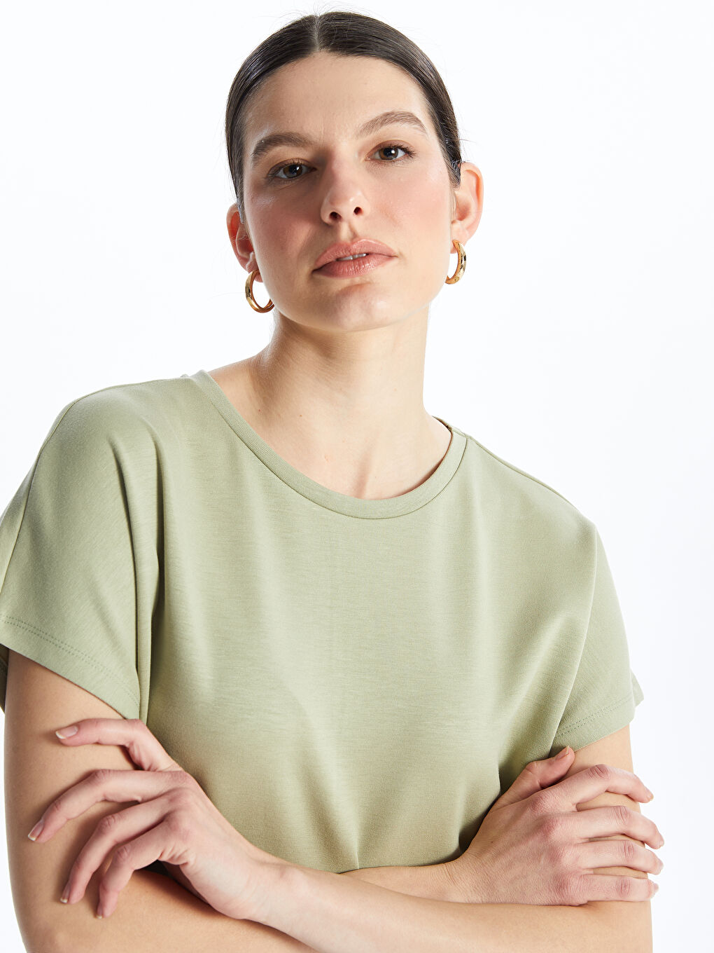 Crew Neck Regular Short Sleeve Women's T-shirt -S4JG34Z8-GHY