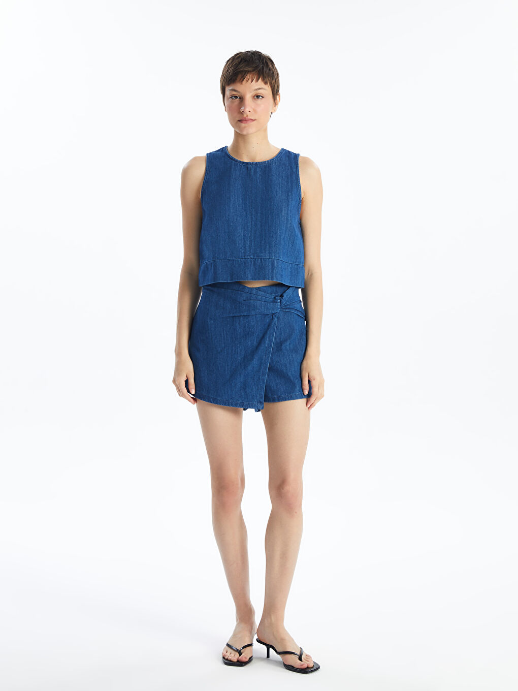 Women's Crew Neck Straight Jean Crop -S4JG46Z8-507