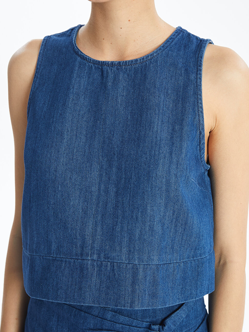 Women's Crew Neck Straight Jean Crop -S4JG46Z8-507