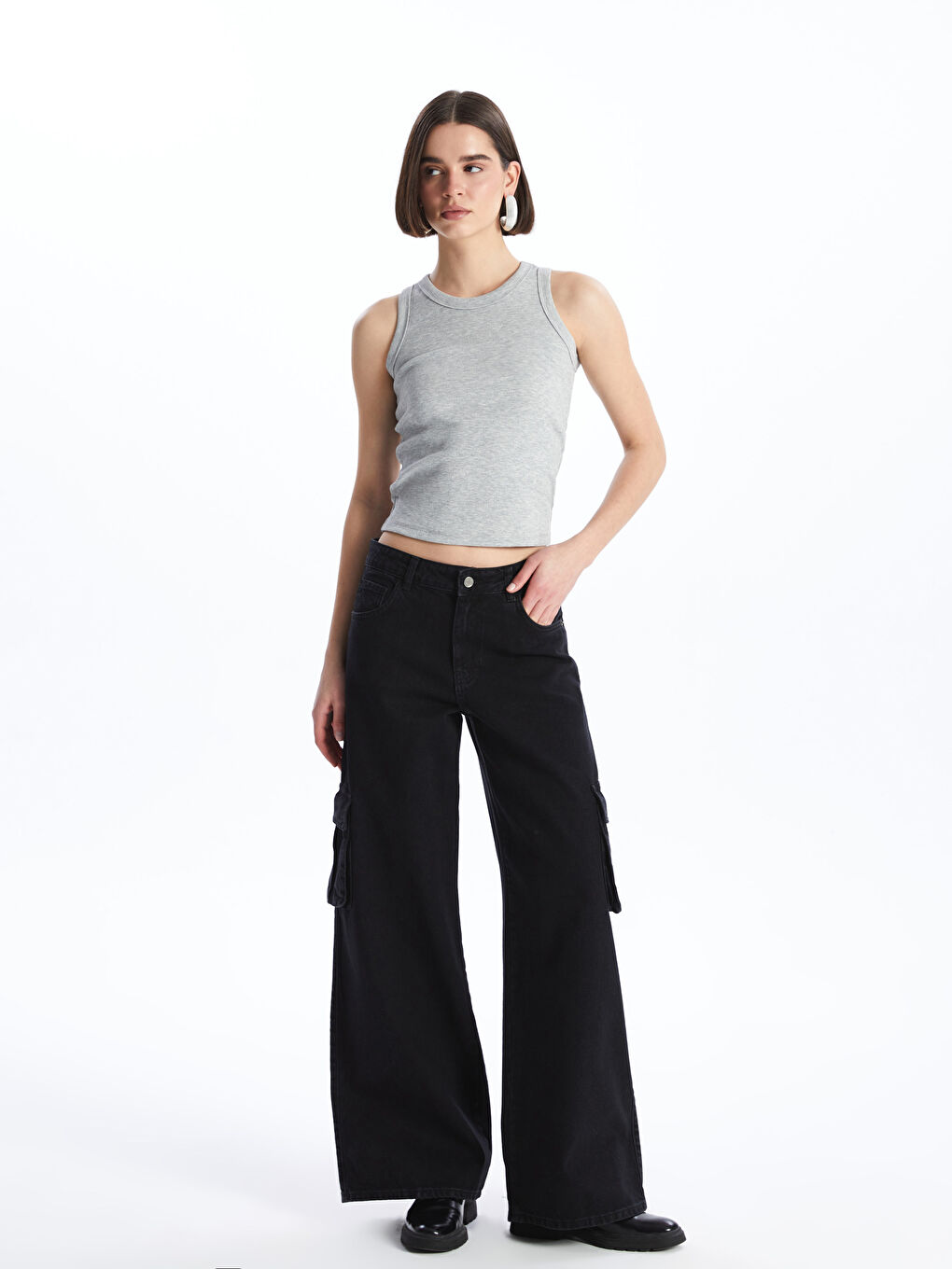 Wideleg Women's Cargo Jean Pants -S4JG57Z8-327