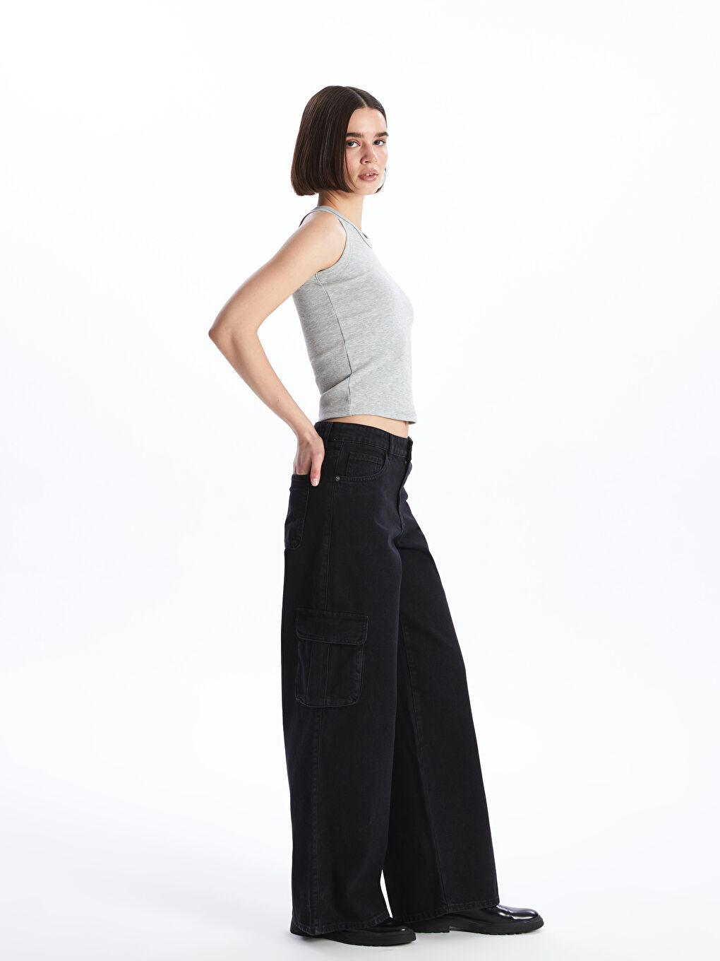 Wideleg Women's Cargo Jean Pants -S4JG57Z8-327