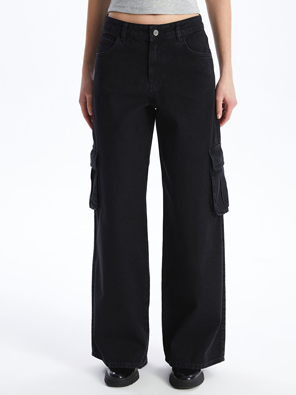 Wideleg Women's Cargo Jean Pants -S4JG57Z8-327
