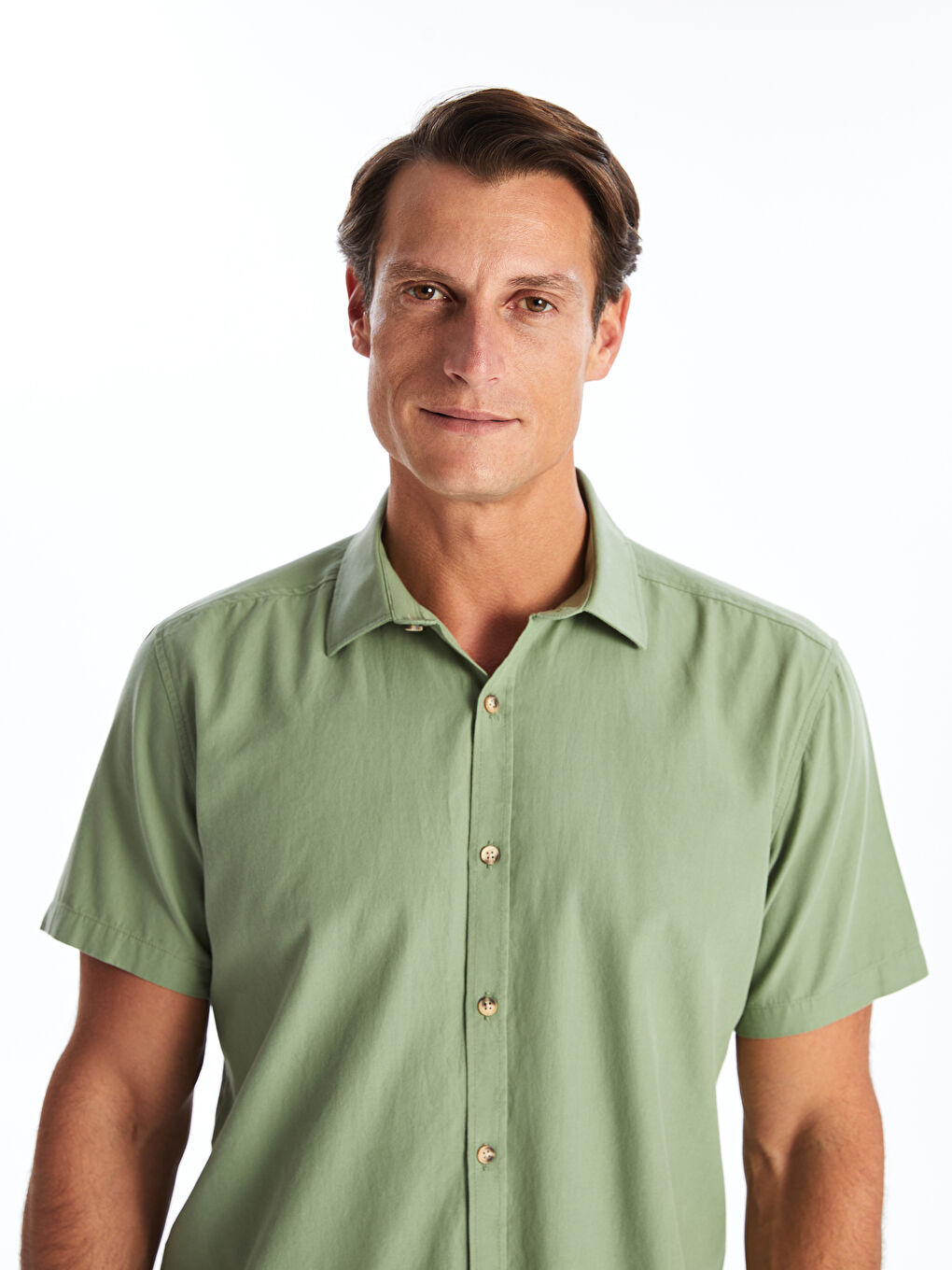 Yeşil Regular Fit Kısa Kollu Erkek Gömlek-2