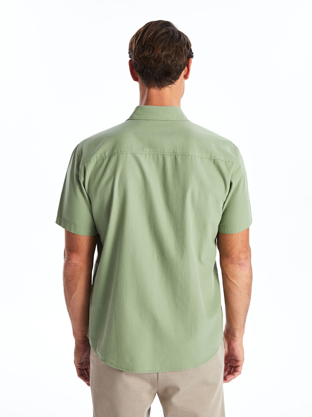 Yeşil Regular Fit Kısa Kollu Erkek Gömlek-4