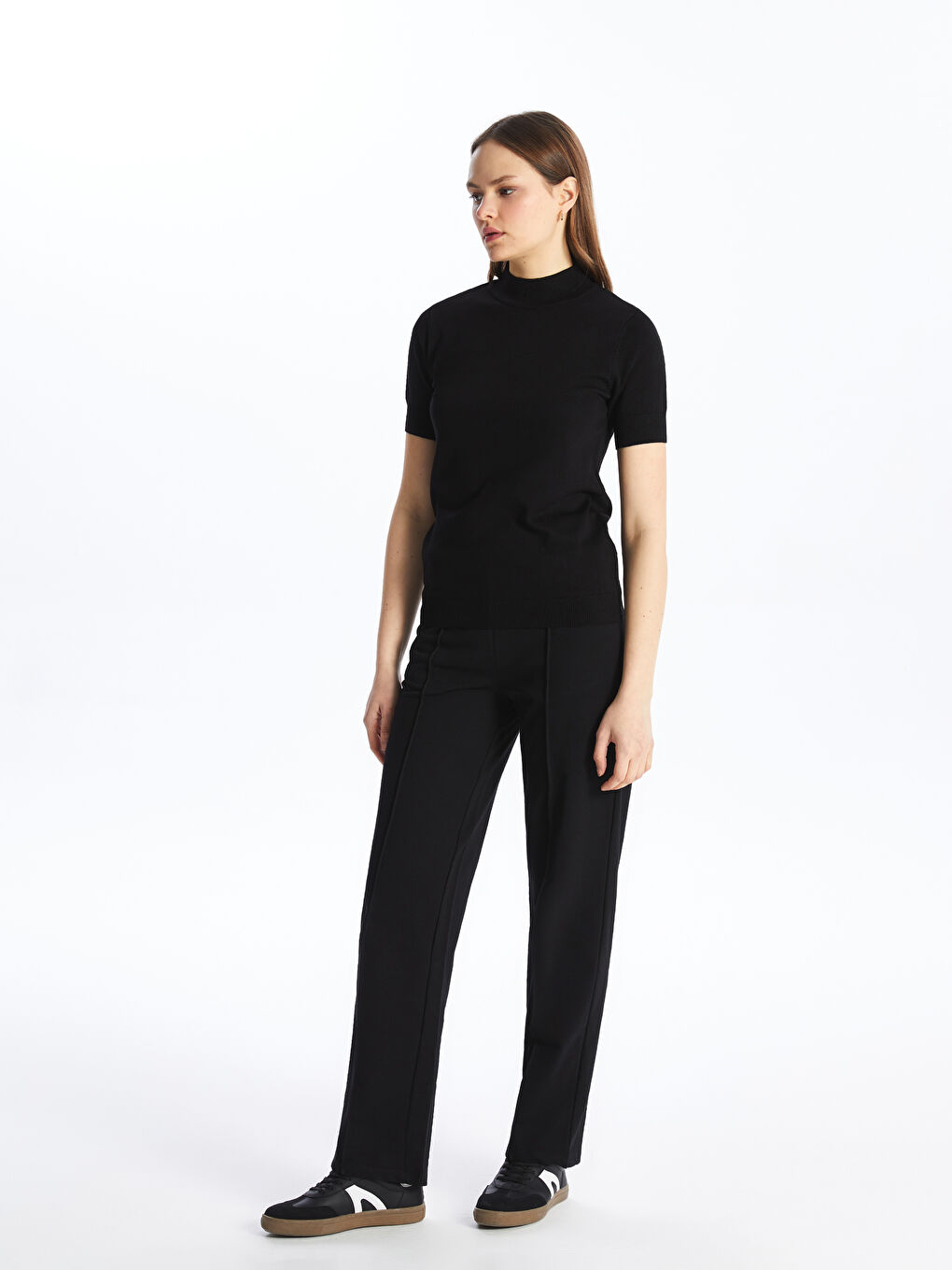 Neckband  Plain Short-Sleeve Women's Knitwear Sweater -S4JG73Z8-RQL
