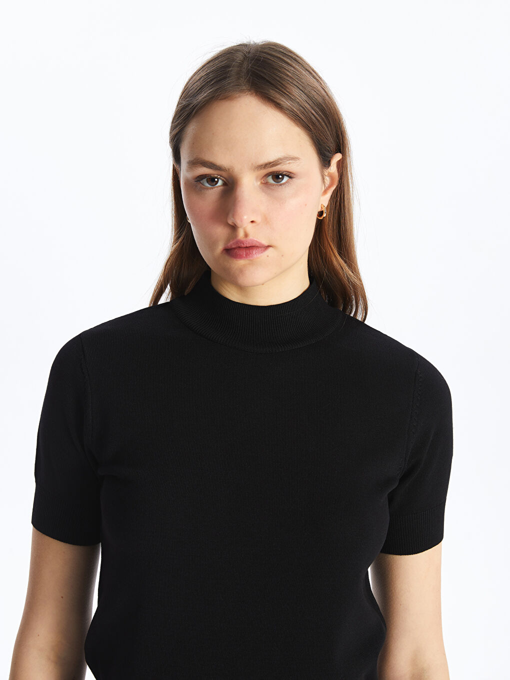 Neckband  Plain Short-Sleeve Women's Knitwear Sweater -S4JG73Z8-RQL