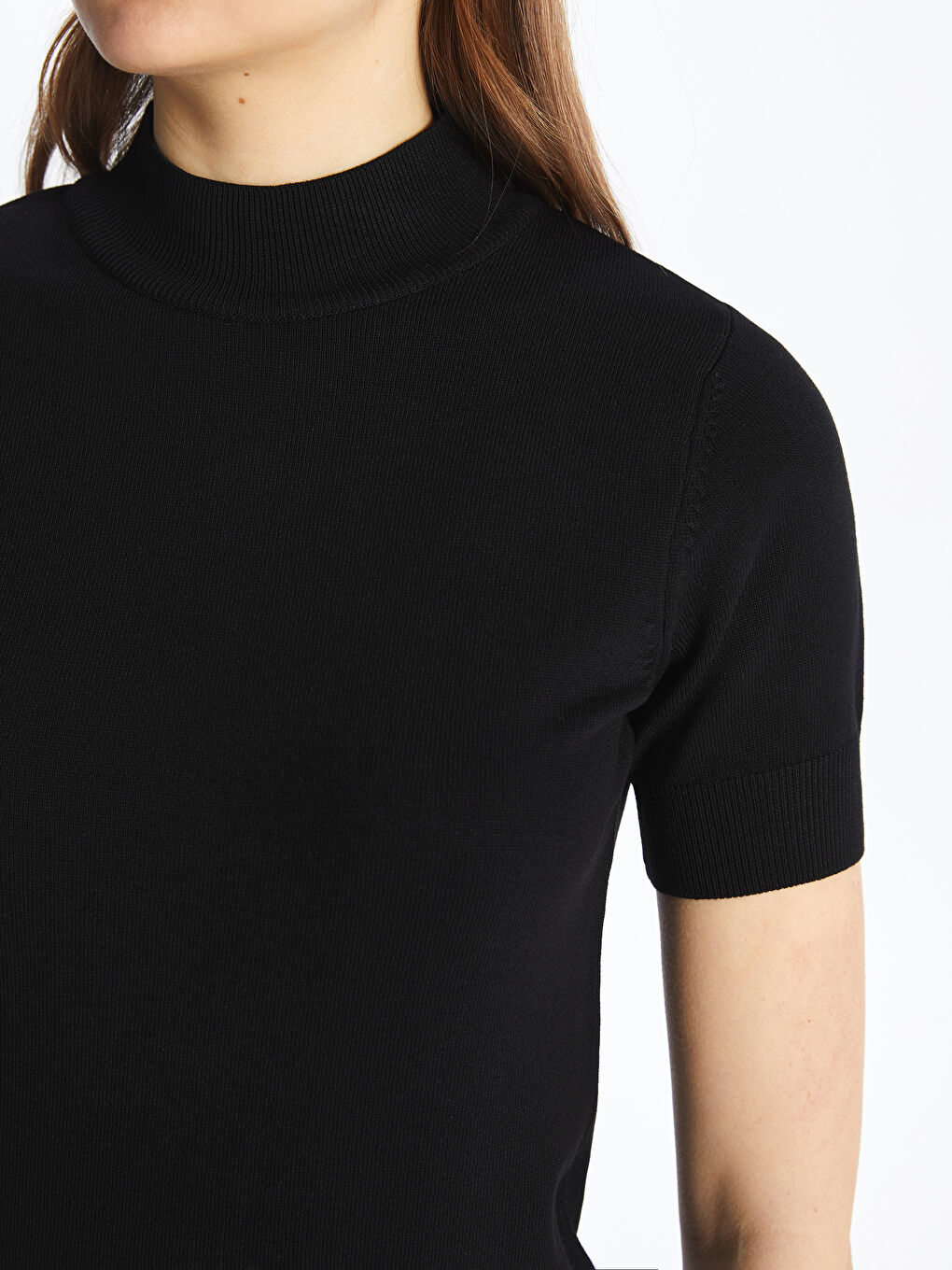 Neckband  Plain Short-Sleeve Women's Knitwear Sweater -S4JG73Z8-RQL