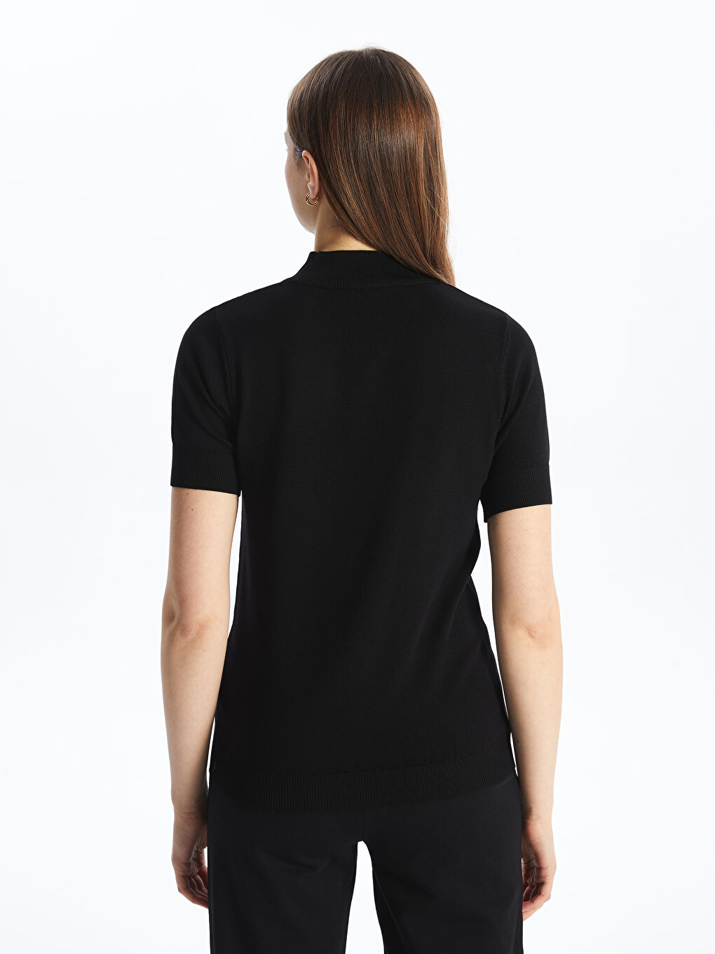 Neckband  Plain Short-Sleeve Women's Knitwear Sweater -S4JG73Z8-RQL
