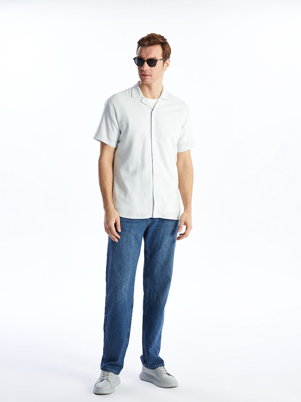 რეგულარული ჭრა მოკლე სახელო მამაკაცის პერანგი-2