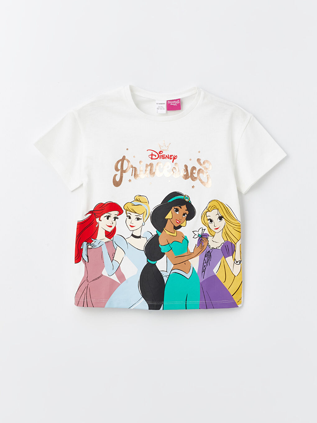 Crew Neck Cinderella Printed Short Sleeve Baby Girls' T-Shirt -S4JH18Z1-R9J