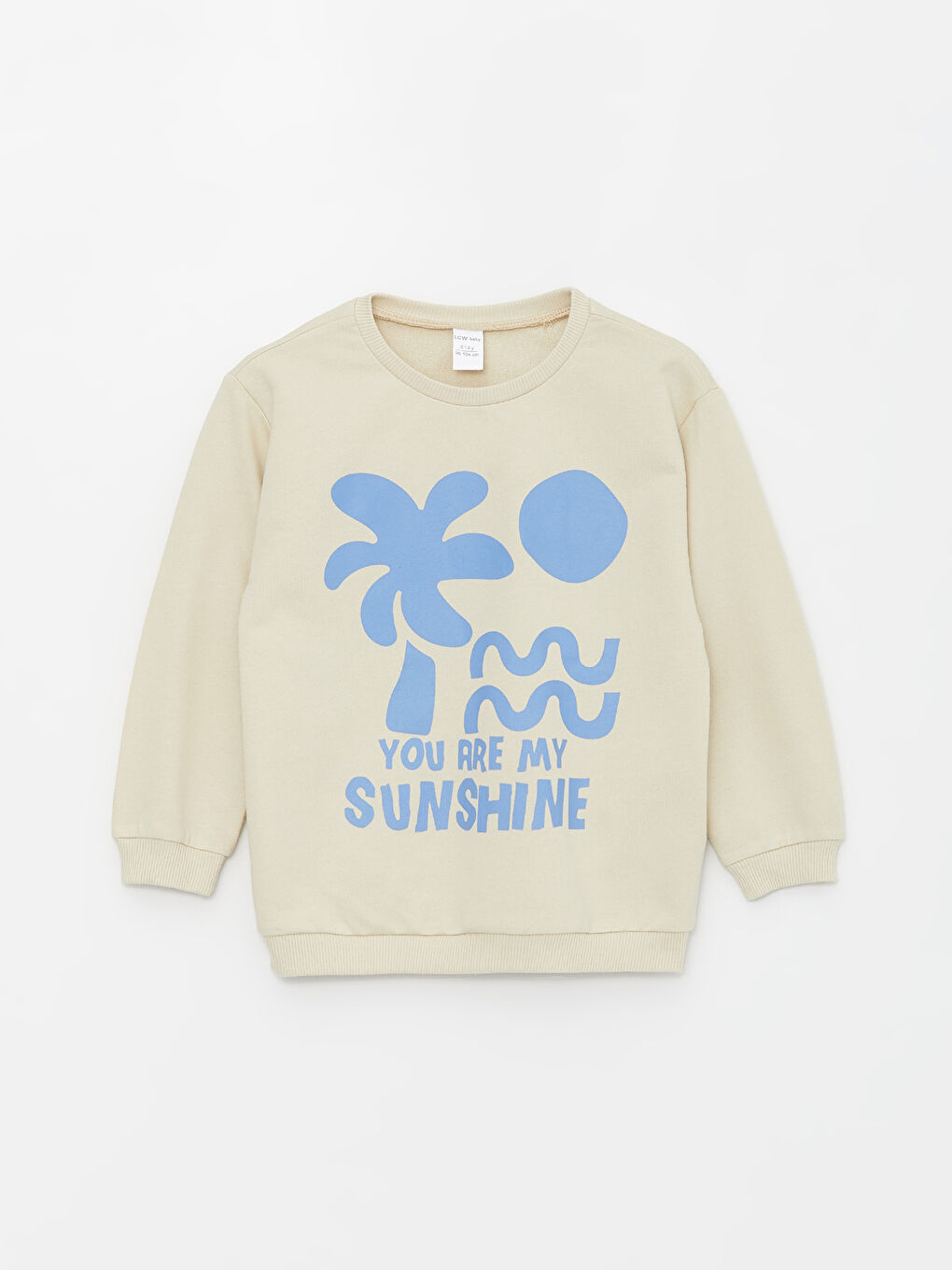 Bej Bisiklet Yaka Uzun Kollu Baskılı Erkek Bebek Sweatshirt