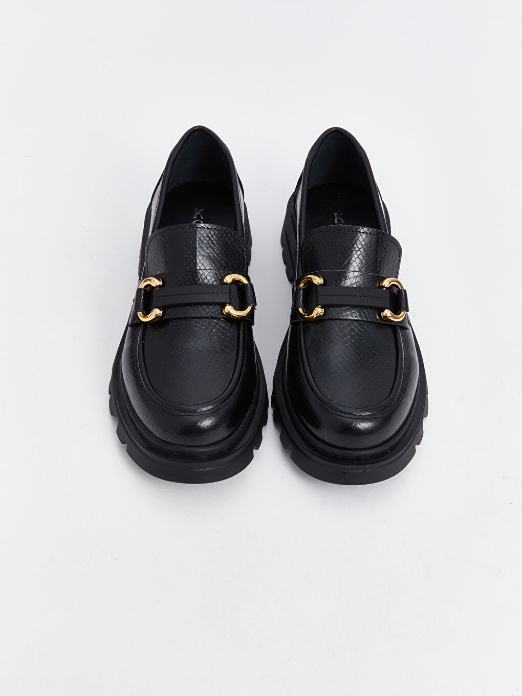 Siyah Kalın Taban Kadın Loafer Ayakkabı-2